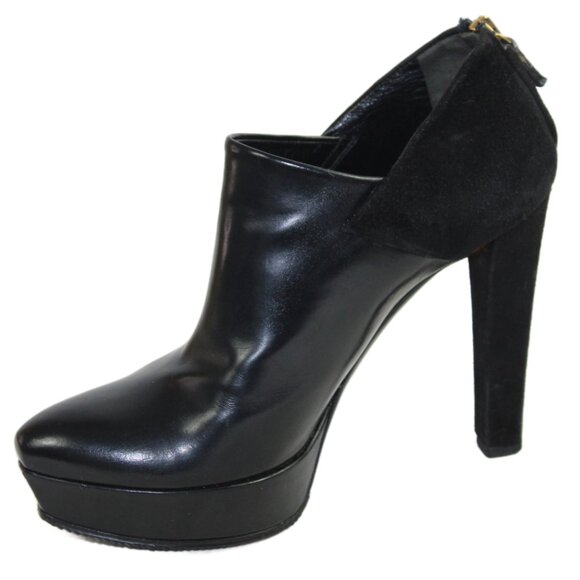 Gucci Black Leather Suede Accent Platform Stiletto Ankle Boot, Size 36.5 - Picture 4 of 11
